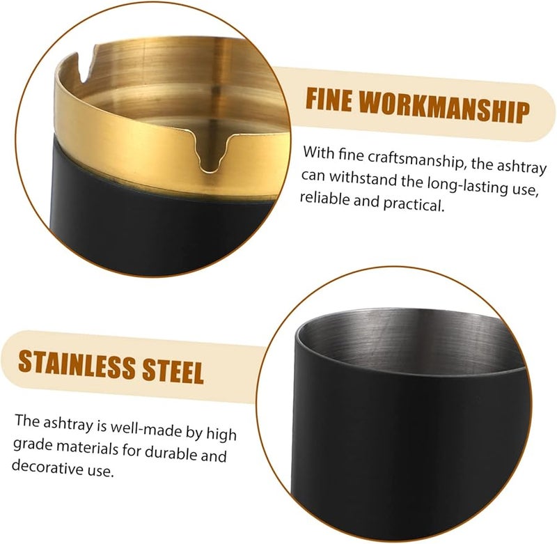 منفضة سجائر من الفولاذ المقاوم للصدأ بدون دخان مع غطاء بتصميم عميق للاستخدام الداخلي في المنزل والمكتب - Image 2